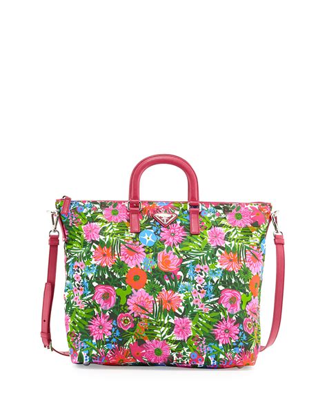 prada limited edition floral print nylon shopping tote|PRADA Floral Bags & Handbags for Women for sale .